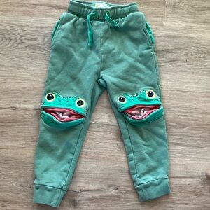 3T Mini Boden Green Frog Knee Jogger Pants Unisex